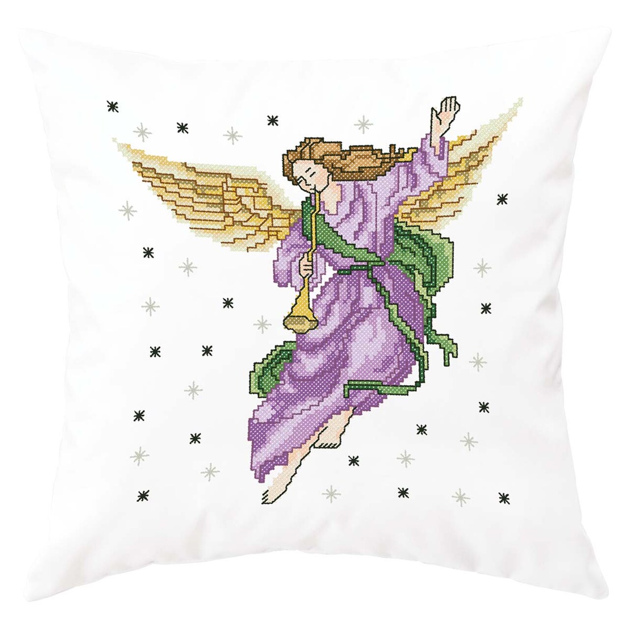 Herrschners Angel of Peace Pillow Cover Stamped Cross-Stitch Kit